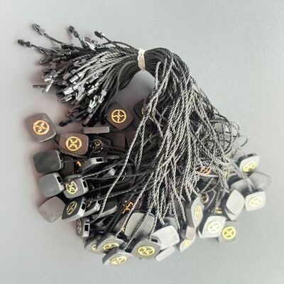 High Durability Black Hang Tag String 0.2mm Thickness 0.2 Inches Width Designed for Secure Attachment of Clothing Labels